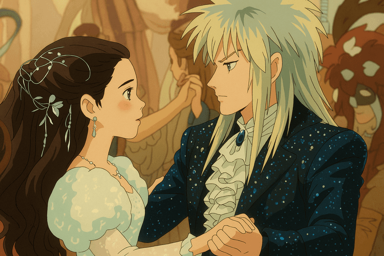 A Ghibli-style ballroom scene from Labyrinth