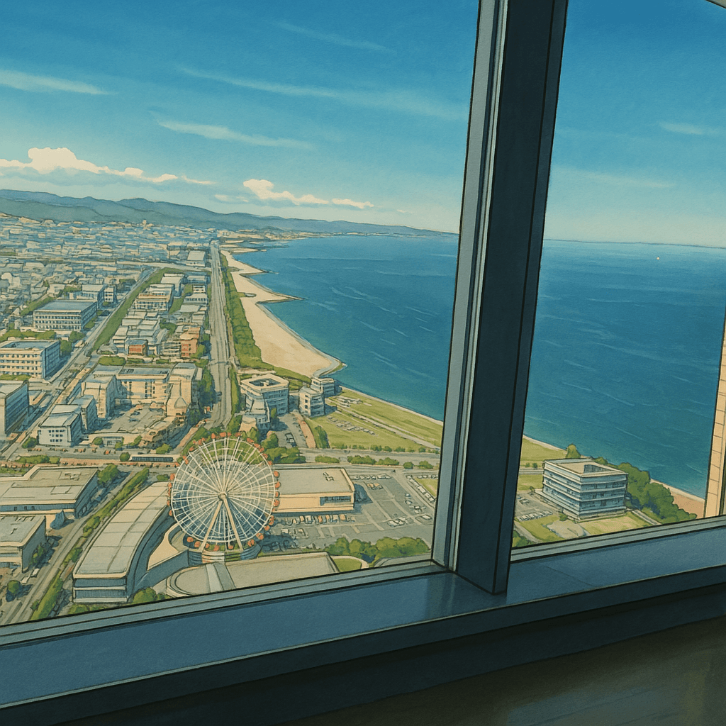 View of Osaka bay from Odysis Suites Hotel